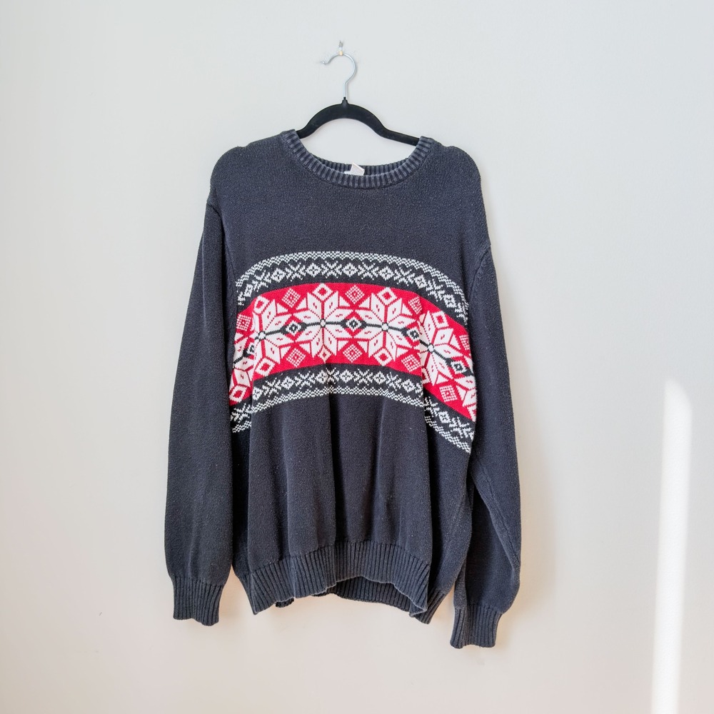 Men's Dockers Vintage Fair Isle Winter Sweater Size XL Cotton Cabin Holiday
